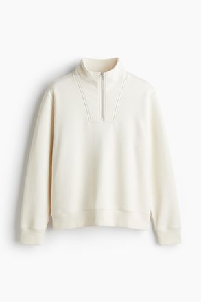 H&M Sweatshirt mit Zipper in Regular Fit - Cremefarben