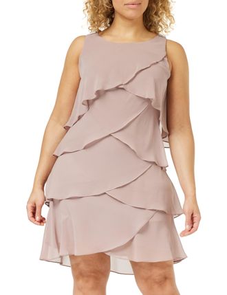 Gina Bacconi Womens Jewel-Shoulder Tiered Cocktail Dress, Cashmere, 6