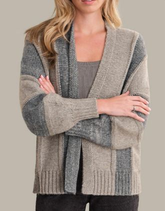525 america Thea Colorblock Cardigan In Toast Marl