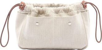 Herm&egrave;s Brown Ivory Toile Chevron Pouch (Pre-Owned)