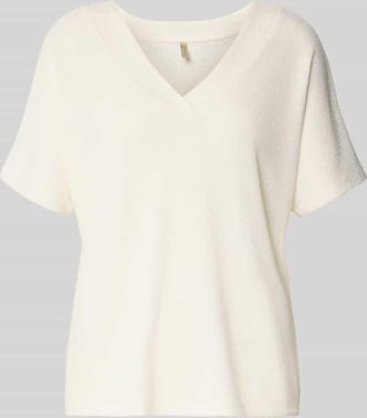 Soyaconcept Regular Fit T-Shirt mit V-Ausschnitt Modell DELIA in Offwhite, Gr&ouml;&szlig;e XS