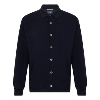 Fedeli Long-sleeved Wool Shirt - male - Fedeli - Bomber Jackets - Blue - L - Jackets