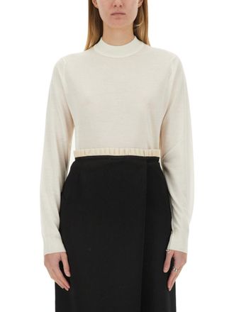 Maison Margiela White Solid Mock Collar Sweater