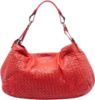 Bottega Veneta Pre-owned Shoulder Bags, female, Red, Size: ONE SIZE Pre-owned Woven Nappa Shoulder Bag