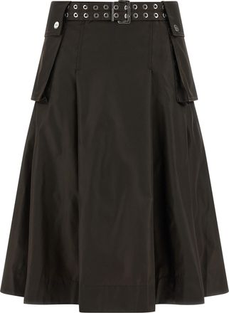 Ganni Brown Polyamide Midi Womens Skirt