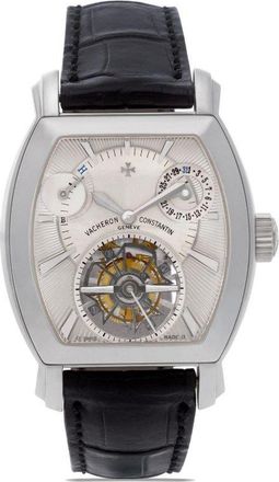 Vacheron Constantin 2000s pre-owned Malte Tourbillon 36mm - men - Leather/Platinum - One Size - Silver