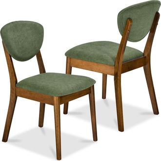 Best Choice Products 2-Piece Mid-Century Modern Wood & Upholstered Dining Chair Set