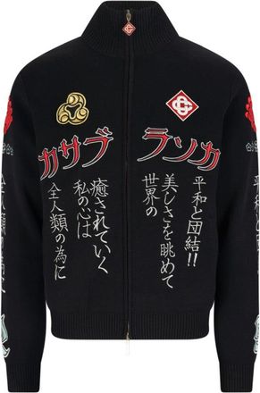 Casablanca Minimalist Black Jacket With Structured Silhouette And High Collar