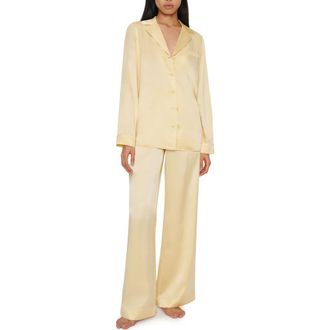 Reformation Ella Silk Satin Pajamas in Blonde at Nordstrom, Size X-Small