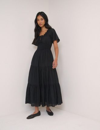 Nobody's Child Black Tiered Caliope Midi Dress