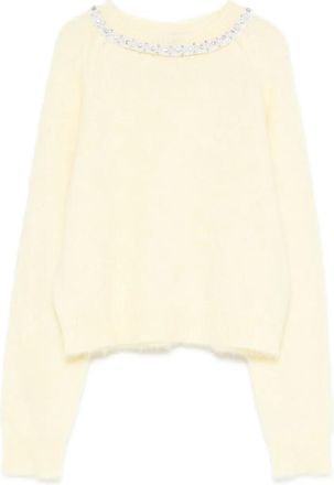 Maje Verfraaide trui met ronde hals - Geel