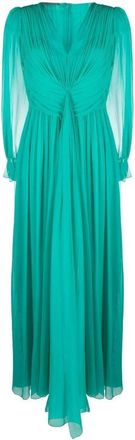 Alberta Ferretti Groene Zijden Maxi Jurk - Dames - Maxi kleedjes - Groen - S - Kleedjes