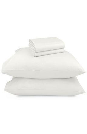 California Design Den Signature Comfort 100% Egyptian Cotton Breatheable Percale Sheet Set in Ivory at Nordstrom, Size California King