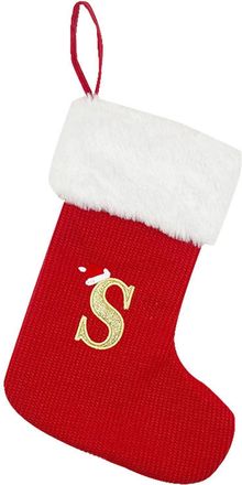 Generic Personalized Christmas Letters Stockings - Initial Monogram Embroidered Stocking with White Soft Plush Cuff Classic Stocking Tree Decorations for Chri