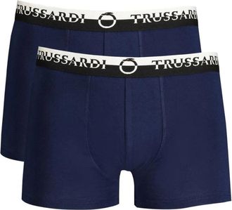 Trussardi Blauwe Katoenen Boxershorts met Logo - Heren - Onderbroek - Blauw - L - Katoen - Ondergoed