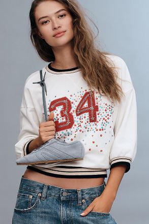 Pilcro Beaded Varsity Crew-Neck Tee