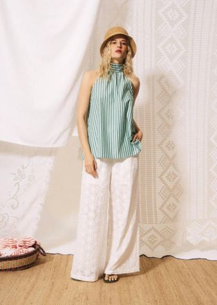 FRNCH Tunnel Neck Sleeveless Top In Shore Green