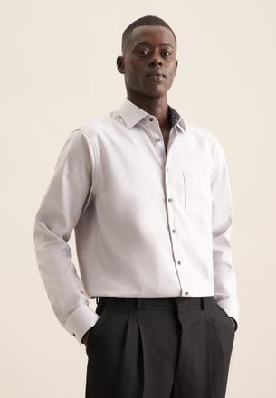 Seidensticker Businesshemd SEIDENSTICKER Comfort, Herren, Gr. L41, normale &Auml;rmell&auml;ngen, grau, 100% Baumwolle, unifarben, comfort fit, 2-Knopf-Manschette, Hemden Bus