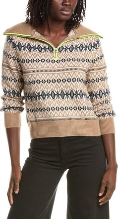 Isla Asher Fairisle 1/4-Zip Cashmere Sweater