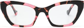 Gucci logo-plaque cat-eye-frame glasses - women - Acetate - 52 - Pink