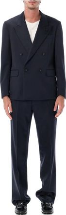 Lardini Kostuum Blazer Doppio Petto Pant Fondo 23cm - Heren - Business pakken - Blauw - L - Wol - Kostuums