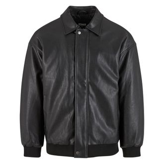 Urban Classics Heren Synthetisch Leren Blouson Jas (Zwart)