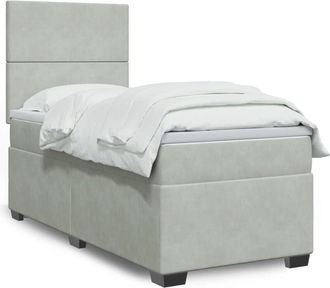 vidaXL Vidaxl - Cama Box Spring Con Colch&oacute;n Terciopelo Gris Claro 80x200 Cm