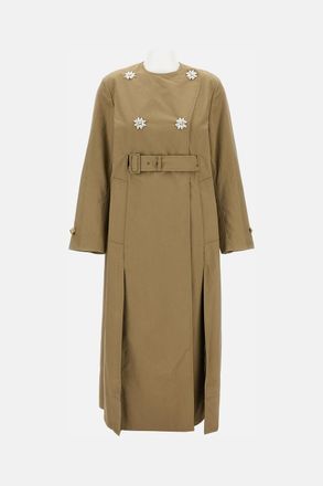 Simone Rocha Trench Lungo Con Cintura E Spacchi Multipli