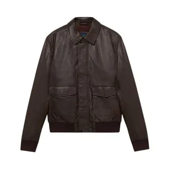 Brooks Brothers Leather Jacket - male - Brooks Brothers - Leather Jackets - Brown - 2XL - Jackets
