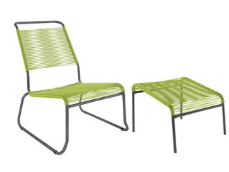 Schubiger M&ouml;bel Spaghetti-Kufen-Lounger-Hochlehner + Hocker S&auml;ntis