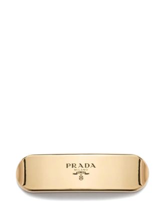 Prada Logo hair clip - women - Aluminium - One Size - Gold