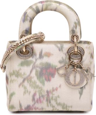 Dior Womens Lady Top Handle Bag Floral - Ivory Textile - One Size