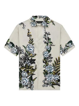 Amiri floral-print shirt - men - Linen/Flax - L - Neutrals