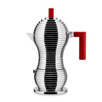 Alessi Pulcina Espressokocher, 30 cl, silber / rot