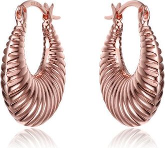 Rachel Glauber Seashell Saddle back Hoop Earrings