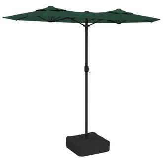 Berkfield Home Double-Head Parasol with LEDs Green 316x240 cm