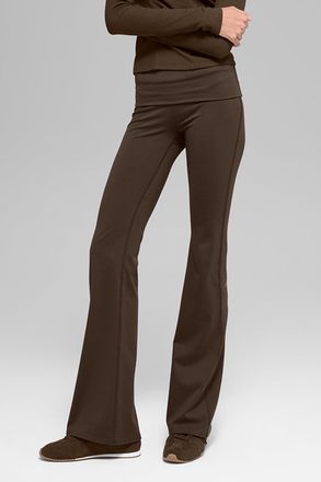 Alo Softsculpt Foldover Flare Legging in Espresso Brown, Size: Medium