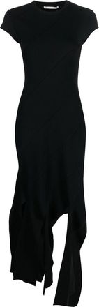Stella McCartney fringe-hem striped midi dress - women - Cotton - 34 - Black