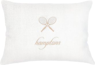 Anaya with Love Hamptons Tennis Club Embroidered Linen Pillow with Down Insert in Beige at Nordstrom, Size 14X20