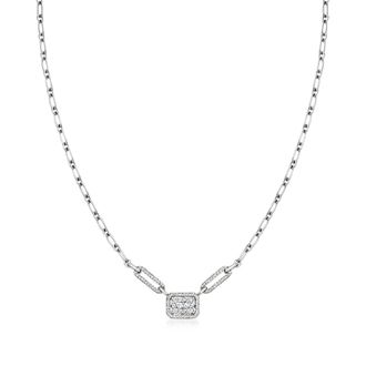 Ross-Simons Diamond Cluster Necklace in Sterling Silver