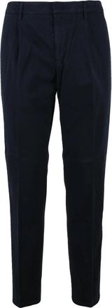 Dondup Blue Ralp Pleated Tailored Stretch Cotton Trousers