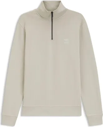 BOSS Cotton-terry sweatshirt with zipper collar