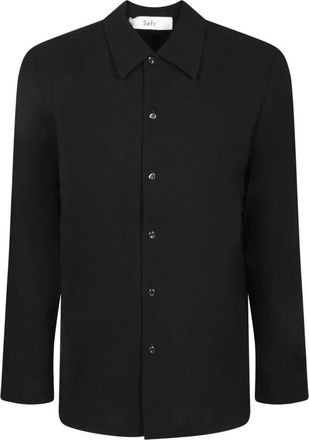 S&eacute;fr Rampoua Shirt - Heren - Casual Overhemden - Zwart - L - Wol - Overhemden