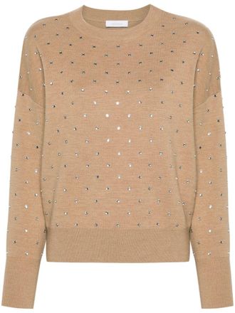 Paco Rabanne crystal-embellished wool jumper - Brown