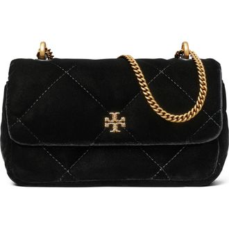 Tory Burch Kira Velvet Quilted Convertible Crossbody Bag in Black at Nordstrom