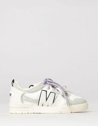 Moschino Bicolour Leather and Suede Low-Top Sneakers with Contrast Logo