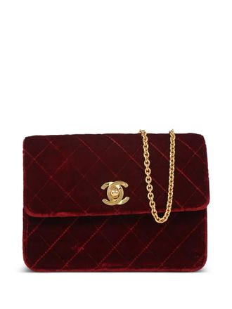 Chanel 1995 quilted-design shoulder bag - women - Velvet - One Size - Red
