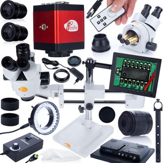 OEM Microscopio Estereosc&oacute;pico Trinocular Jupiter Pro Msjp-t-sdms1 - Cabeza 45&deg; Simul-focal Aumento 7-45x (exp. 3,5-270x) Pantalla 8 56 Led C&aacute;mara Scorpiu