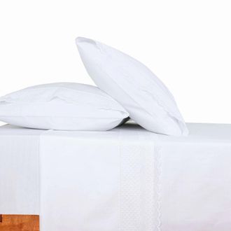 Casa da Laura S&aacute;banas 100% algod&oacute;n bordado blanco cama 135/140 1 almohada 45 x 15
