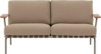 MUUTO Settle Outdoor 2-Sitzer Sofa, braun / taupe (Stoff Ribbed Weave 5)